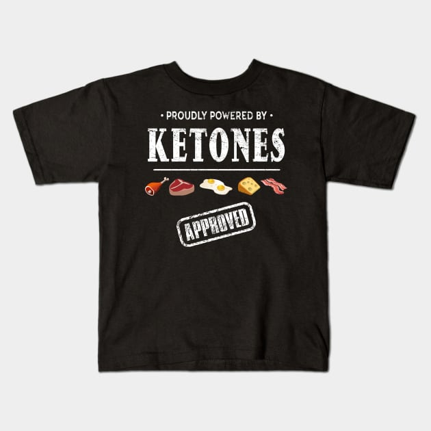 Powered by Ketones Low Carb Diet Kids T-Shirt by underheaven
